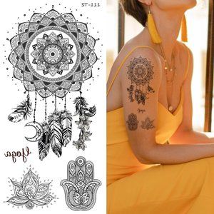 Supperb Temporary Tattoos - Dreamcatcher Tattoos, Feather Dream Catcher Tattoos